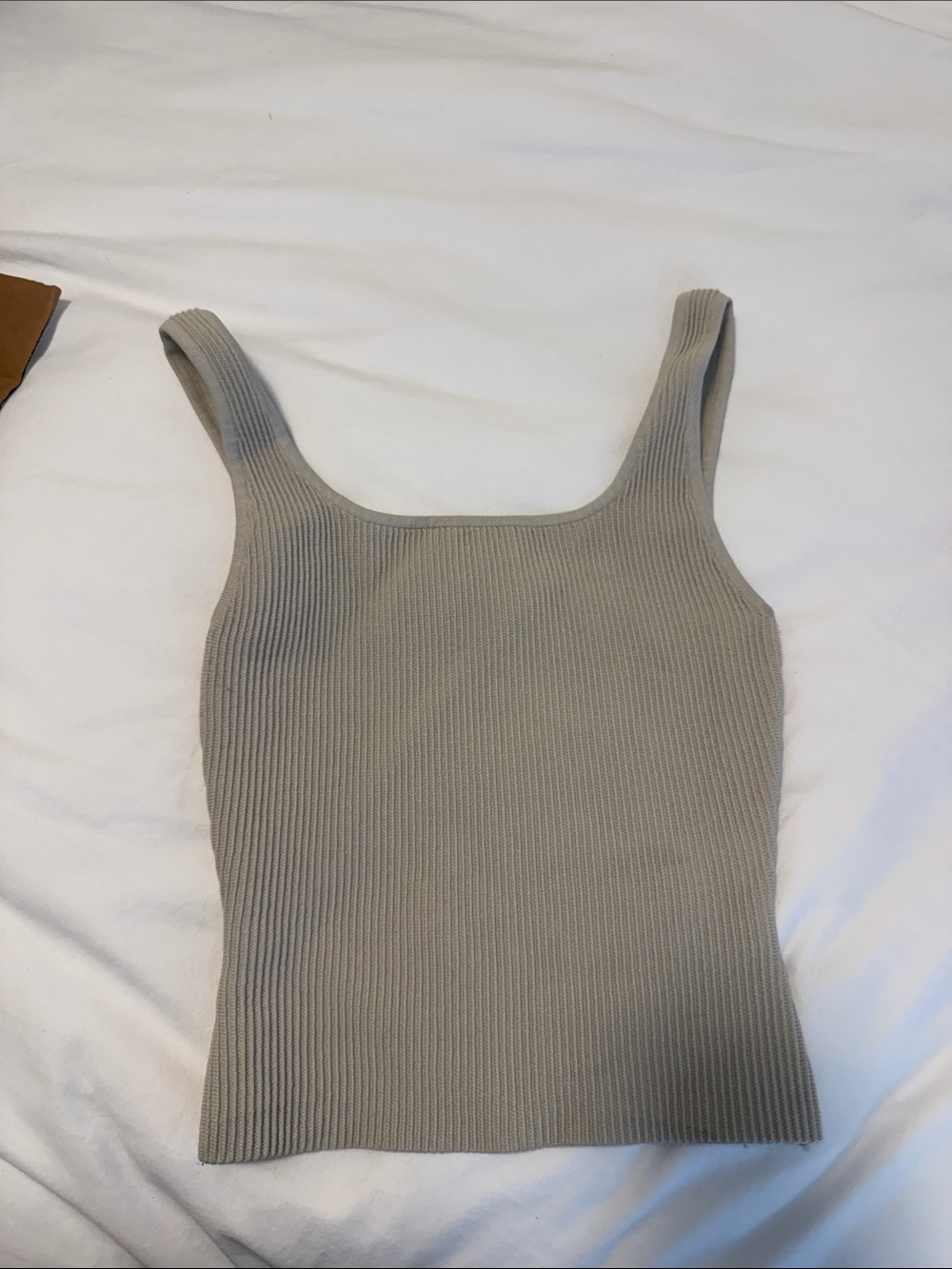 Babaton Ribbed Square-Neck Tank Top in Taupe